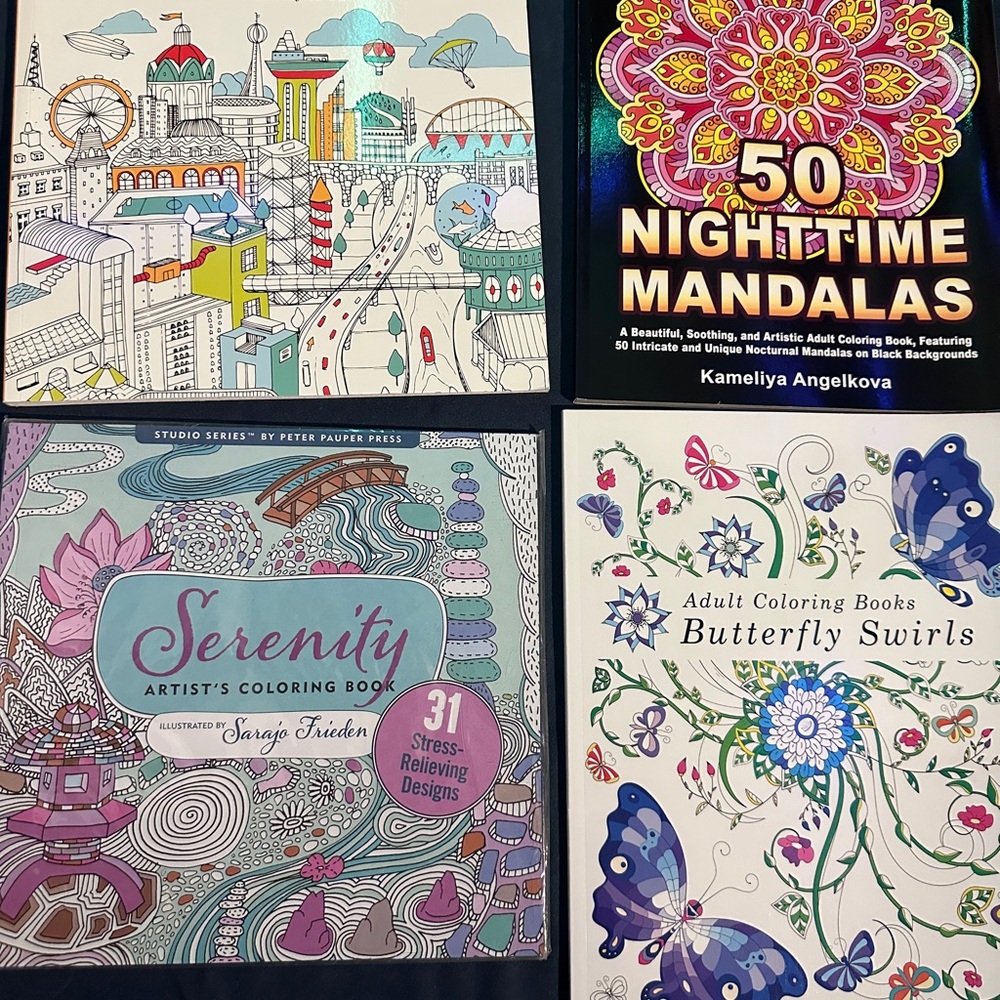 Blue and Purple Coffee Table Book with Intricate Designs